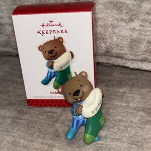 HALLMARK GRANDSON 2013 CHRISTMAS KEEPSAKE ORNAMENTS BEAR WITH STOCKING